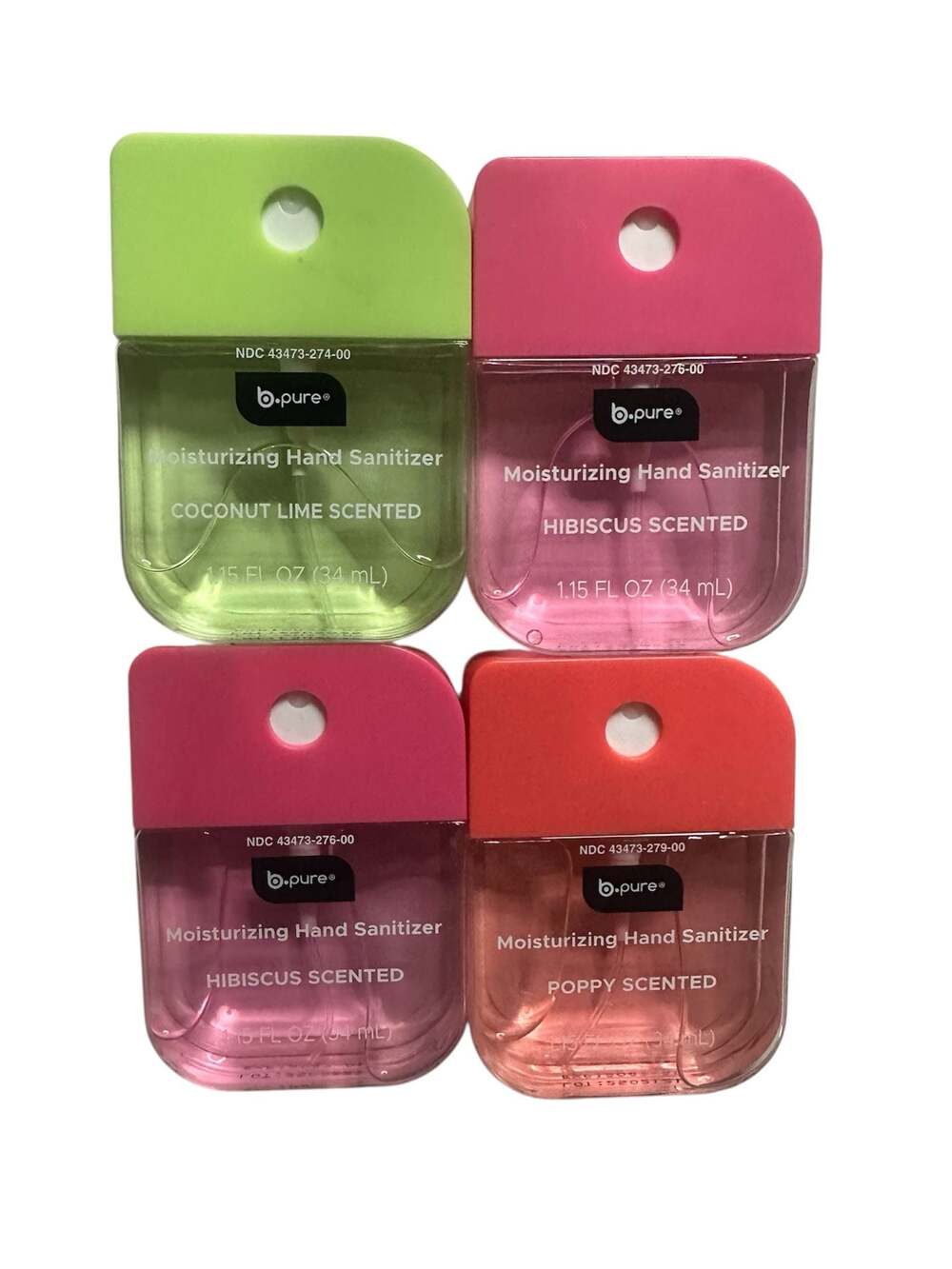 b.pure Moisturizing Hand Sanitizer Spray 1.15 fl oz Set of 4 (Coconut Lime, Hibi